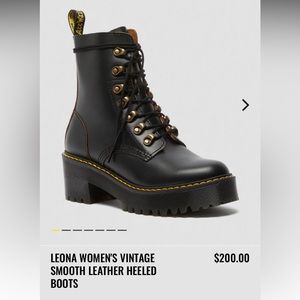 Leona Womens vintage smooth leather heeled boots, Dr Marten’s